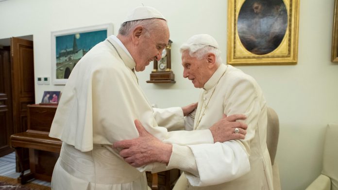Pope Francis visits his predecessor, Pope Emeritus Benedict XVI, at the Mater Ecclesiae Monastery in Vatican