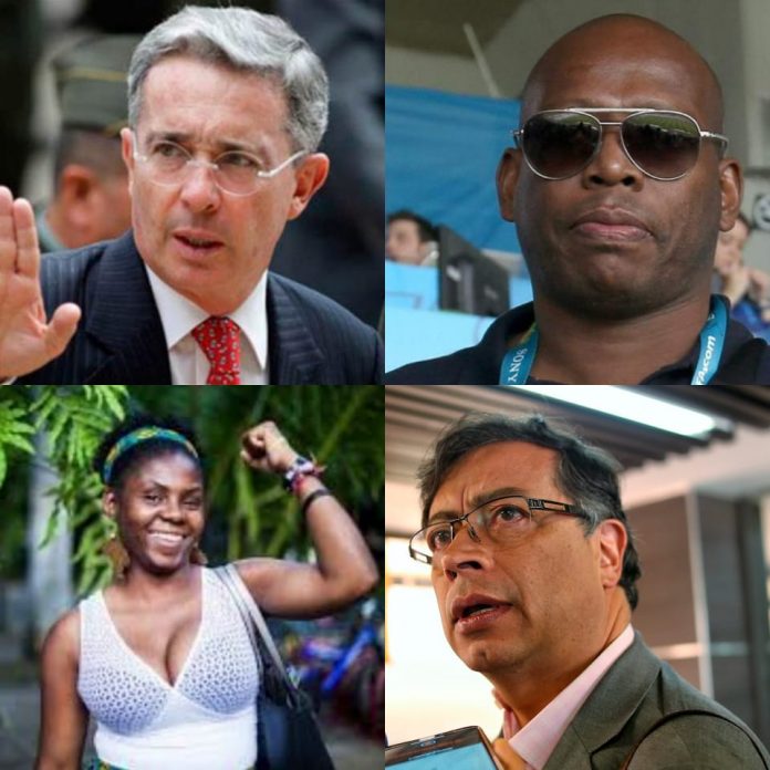 Álvaro Uribe, Francia Márquez, Tino Asprilla y Gustavo Petro